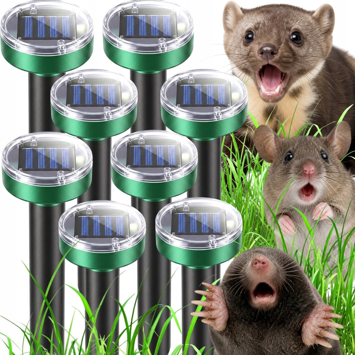 8x MOLE REPELLENT STRONG SOLAR MOLES GARDEN VOLES FOR DETERRENCE