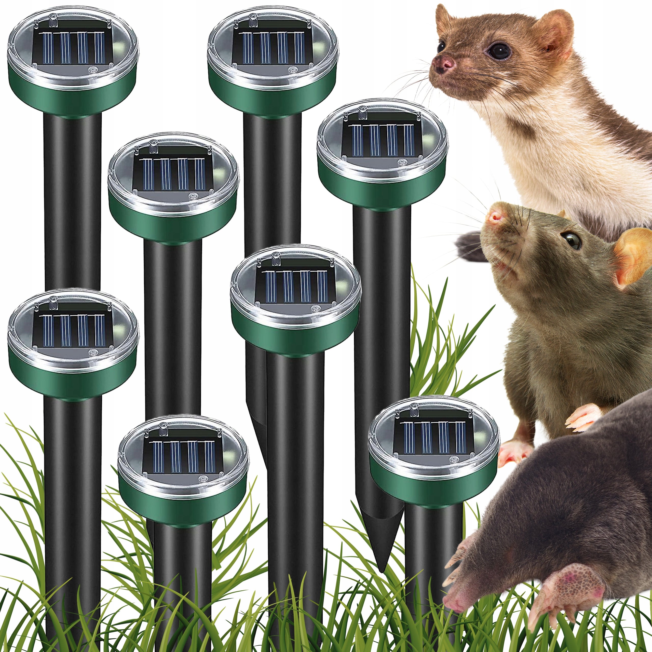 8x POWERFUL SOLAR MOLE REPELLENT FOR MOLES VOLES RODENTS XXL