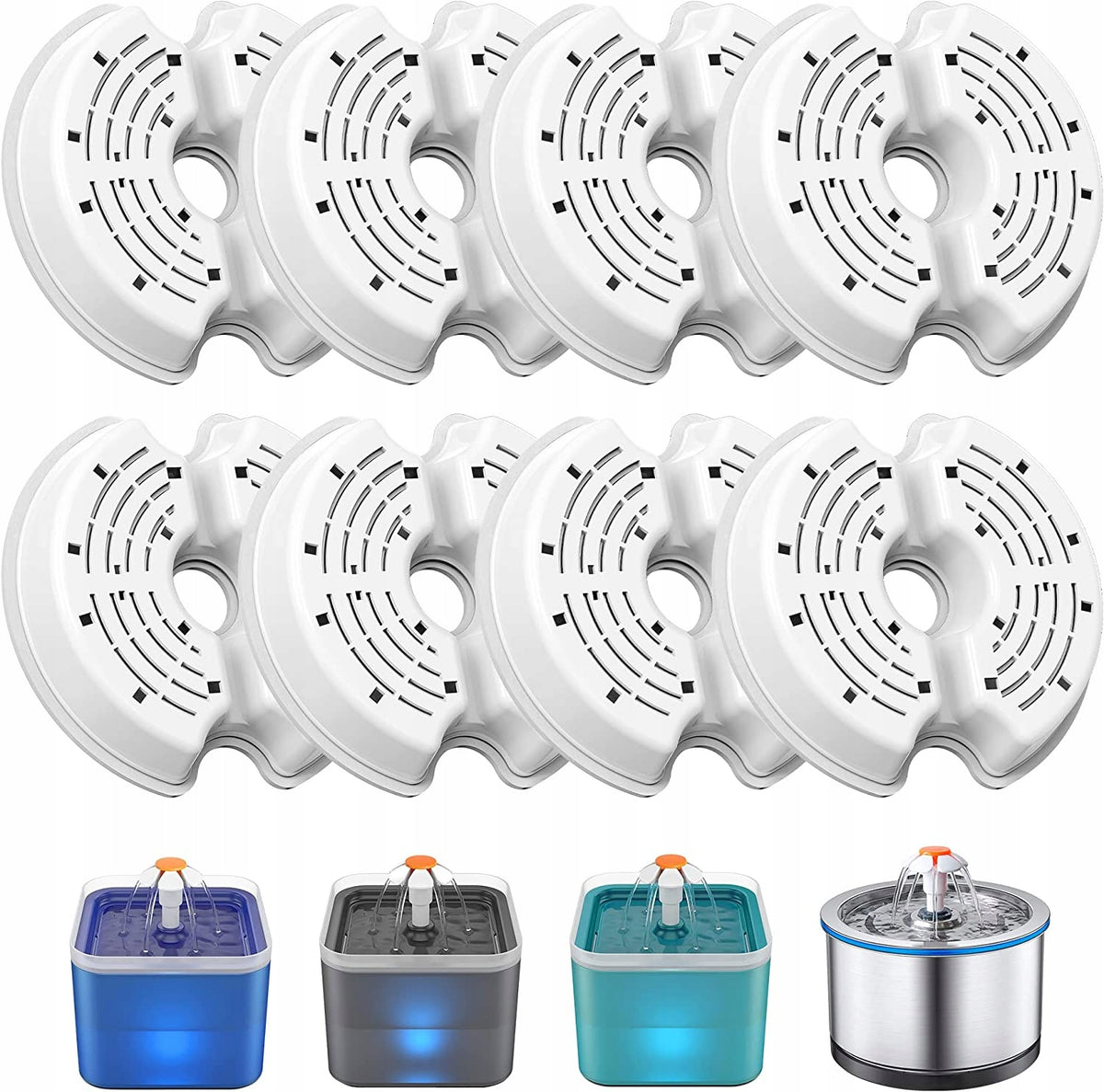 8x REPLACEMENT FILTERS FOR AUTOMATIC CAT FOUNTAIN DRINKER