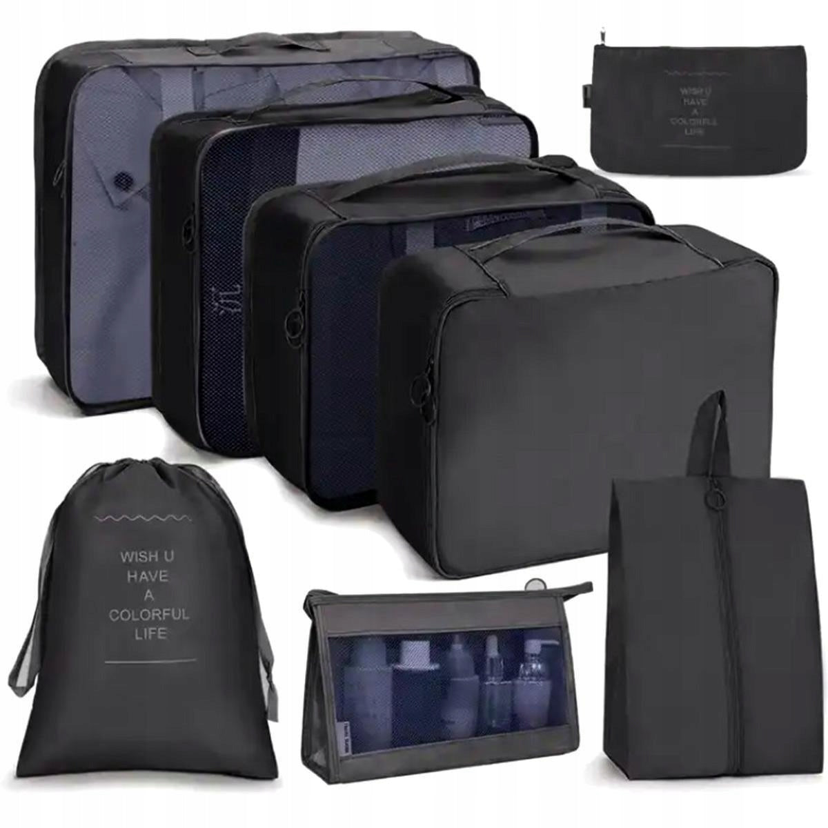 8x TRAVEL ORGANIZER for suitcase COMPRESSION PACKING SET NAVY BLUE