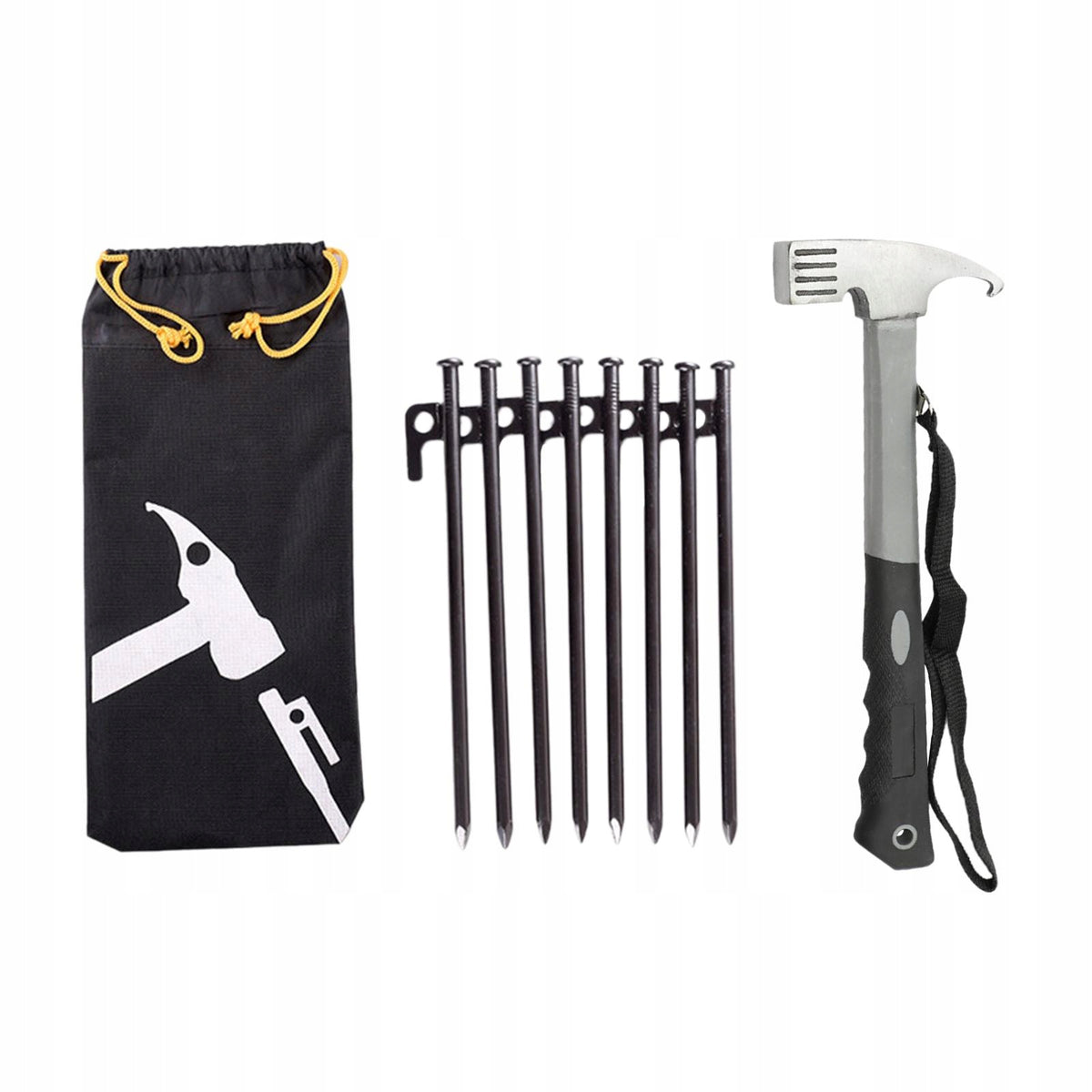 8x Tent Stakes and Set Tent Accessories Unbreakable Spikes Gray Hammer