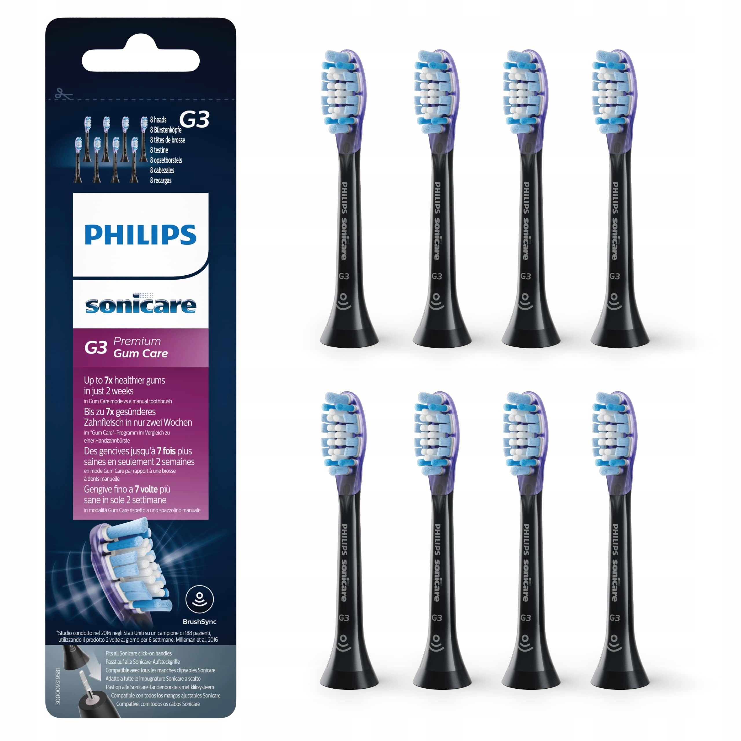 8x Tips Heads for Toothbrush Philips Sonic HX9058 Gum Protection