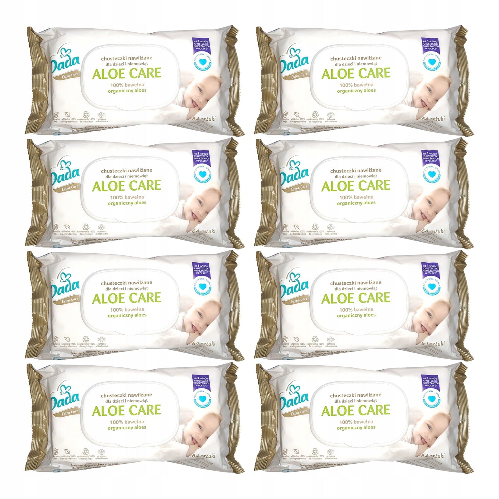 8x Wet wipes Dada Extra Care Aloe Care organic aloe vera 64 pcs.
