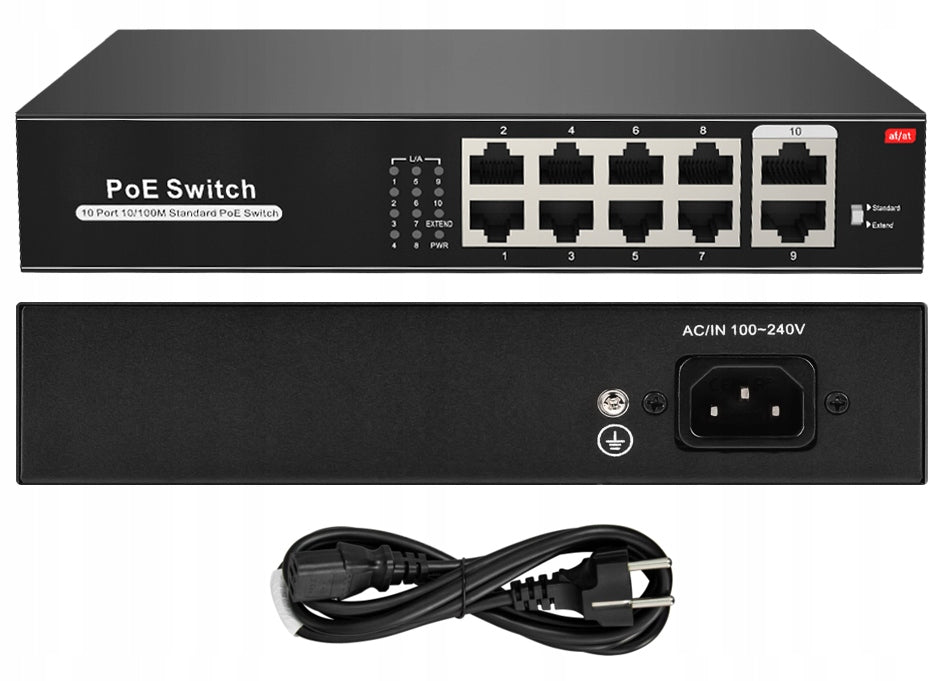 8xPOE 2xUplink POE Switch 10-100Mbps 100W HiPoE AI