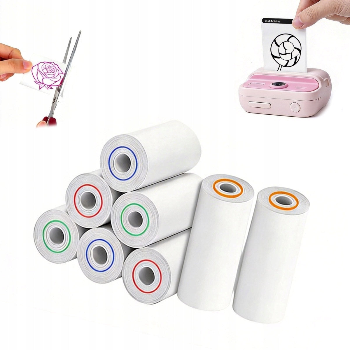 8xTHERMAL PAPER SELF ADHESIVE ROLL FOR INSTANT CAMERA PRINTER