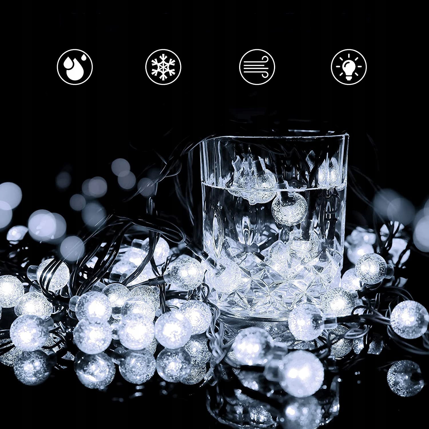 9,5M GARLAND GARDEN LIGHTS SOLAR LIGHT 50 LED BALLS COLD WHITE Brand no brand