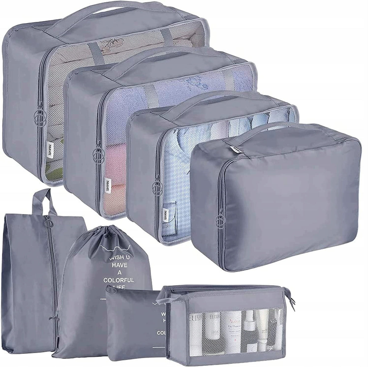 9-PIECE POLYESTER SUITCASE ORGANIZER SET