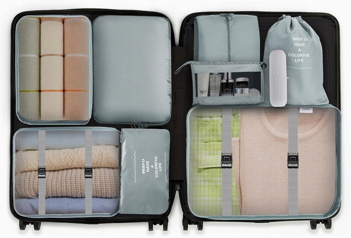 9-Piece Jsdoin Packing Clothes Organizer Set Color gray