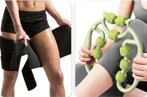 9-Roll Massager Set + Belts x2 Slimming Thighs Body Regeneration