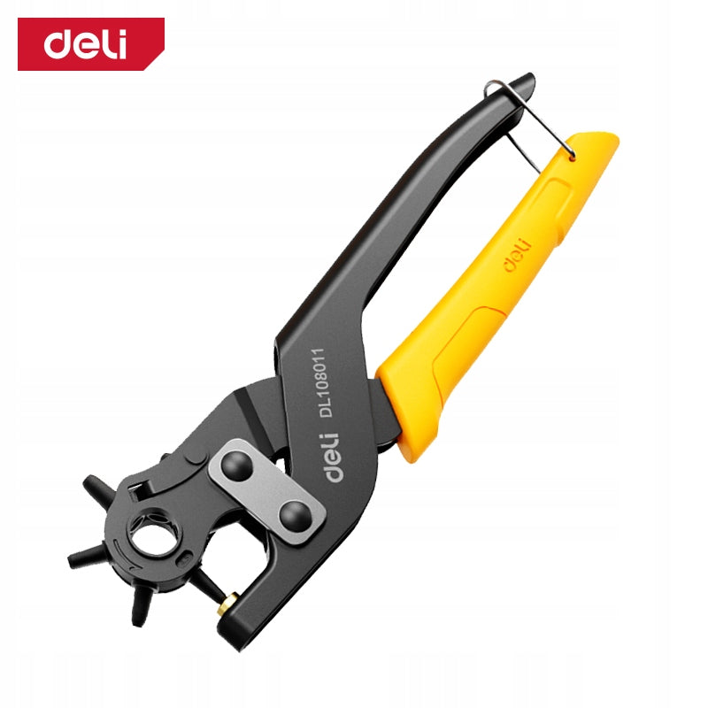 9" Rotary Leather Punch Deli Tools 6 Holes Leather Pliers Packaging status original