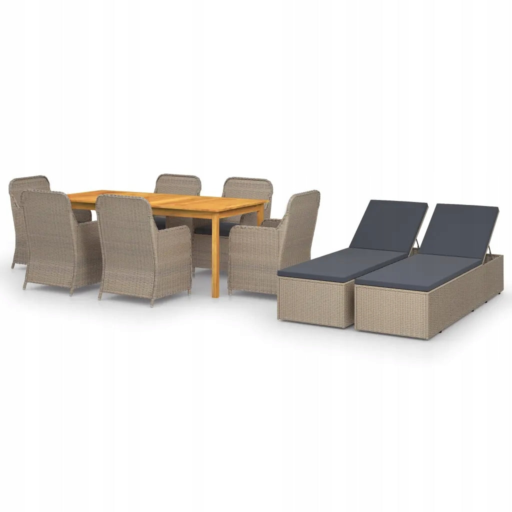 Garten-Essmöbel-Set, 9-teilig, braun 