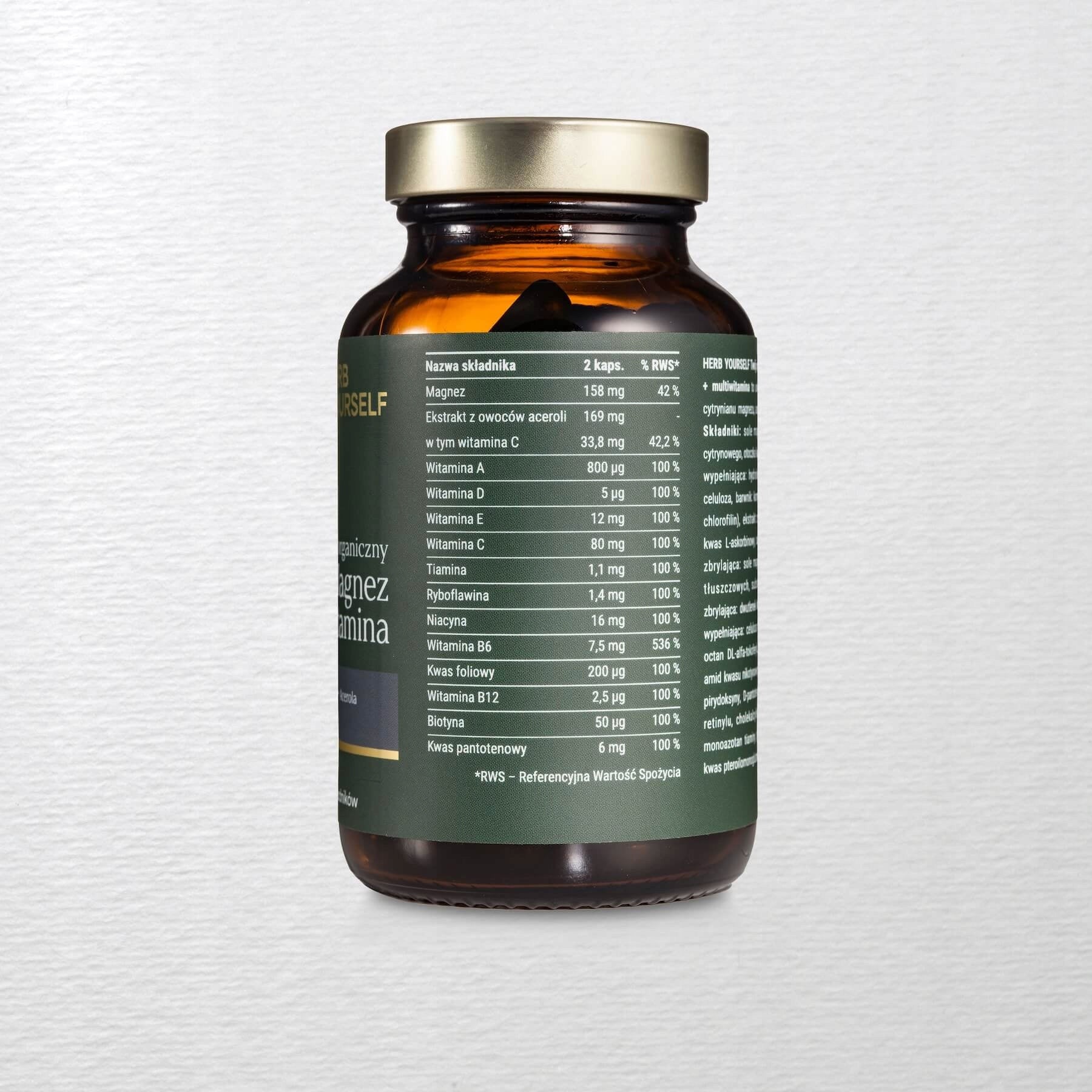 90 capsules for joints bone muscles skin Magnesium Multivitamin HERB YOURSELF Form capsules