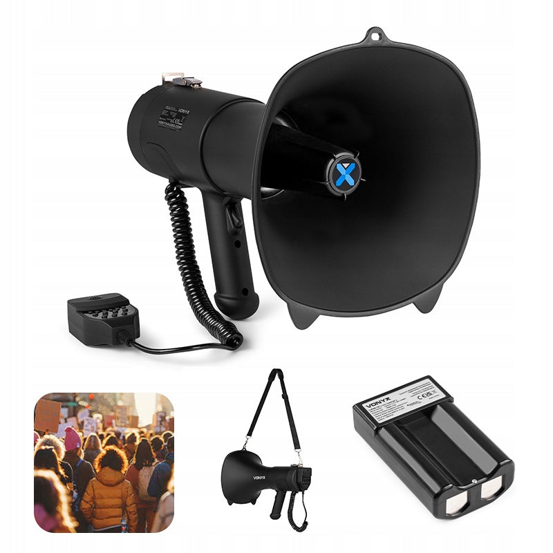 90W Black BT USB REC Cordless Megaphone Handheld Speaker Megaphone with Siren