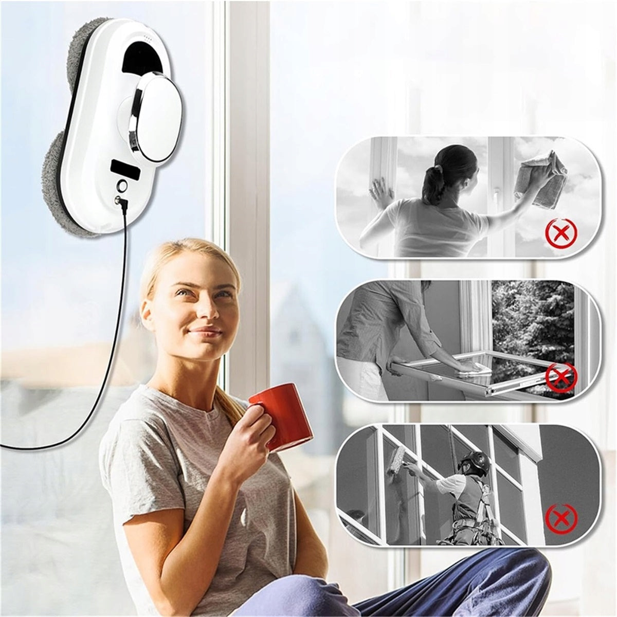90W INTELLIGENT ROBOT WITH EDGE DETECTION FOR WINDOWS AND MIRRORS Brand Bedee