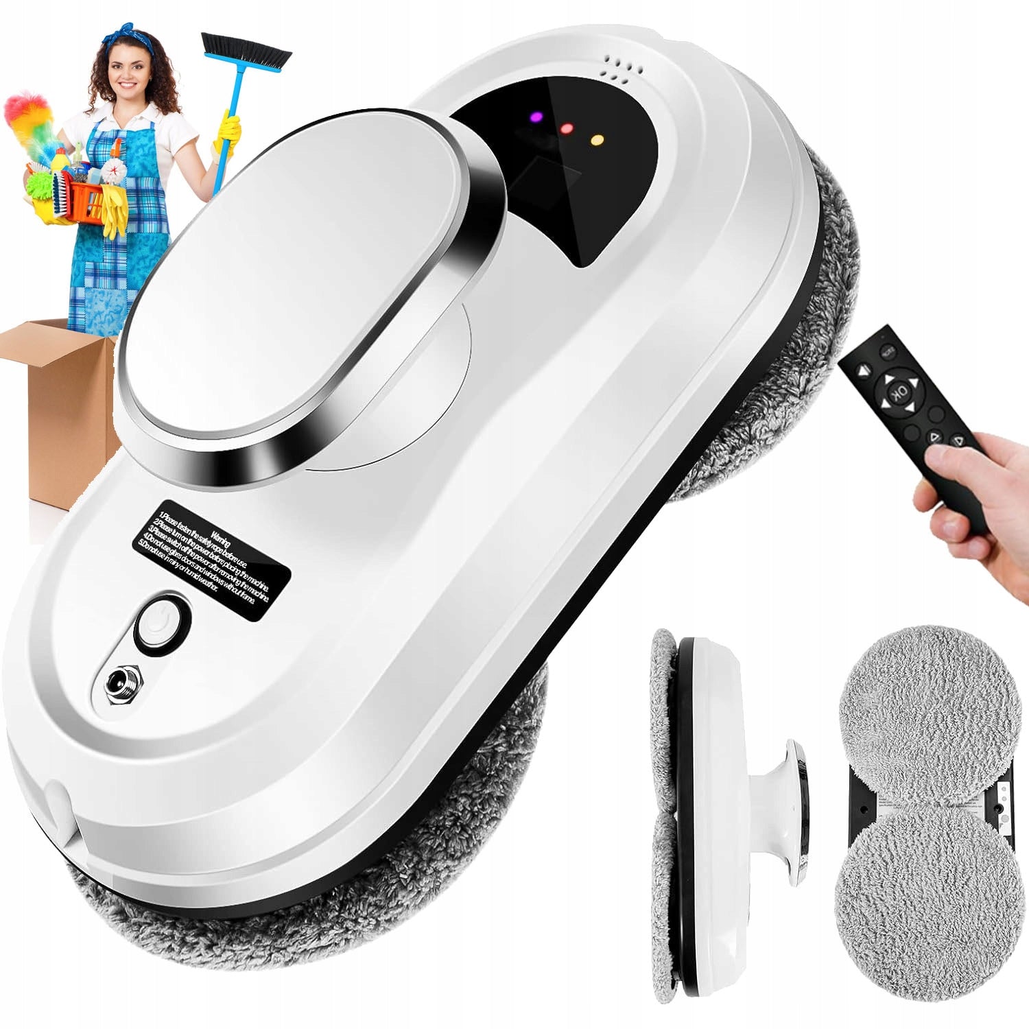 90W INTELLIGENT WINDOW CLEANING ROBOT MIRROR WINDOW SET OF 10 MICROFIBER Packaging status original