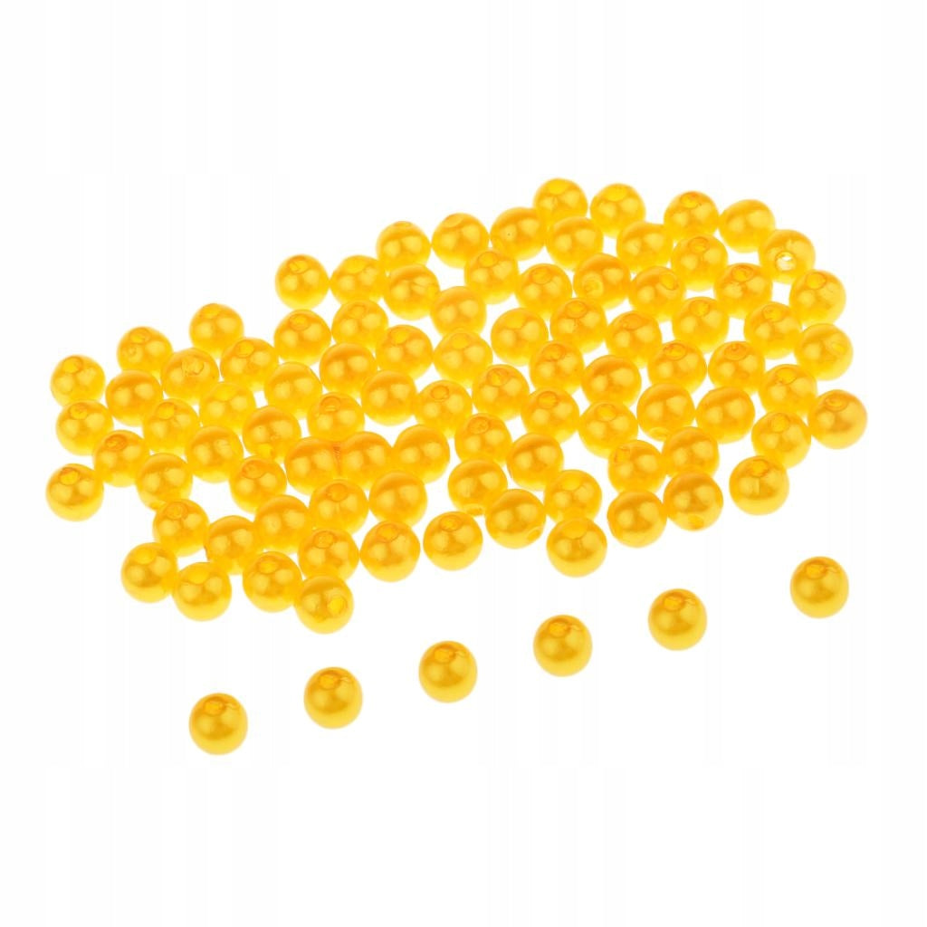 90pcs Plastic Round Fishing Beads Lure Sea Fishing Rigs Lure Bait Yellow