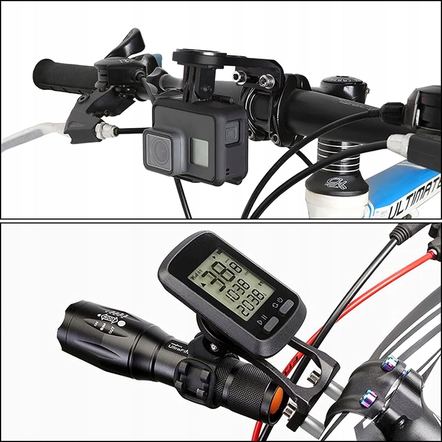 Dviračio vairo laikiklis Garmin, Bryton, Cateye, GoPro, žibintuvėliui