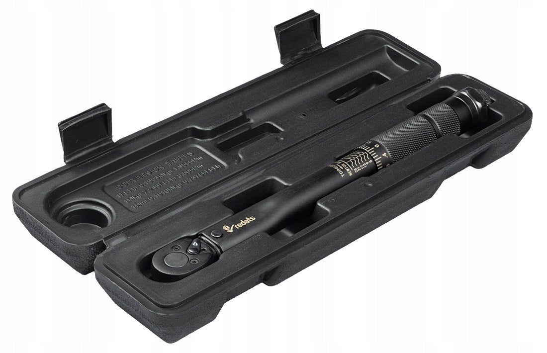 Momentinis raktas REDATS 1/4", 5–25 Nm, su fiksatoriumi, juodas
