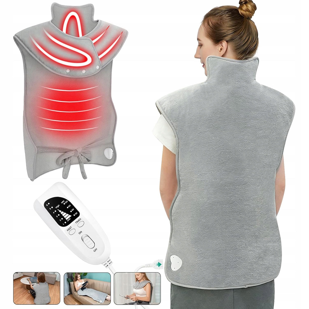 94x61cm ELECTRIC BLANKET FASTENED BACK HEATER NECK