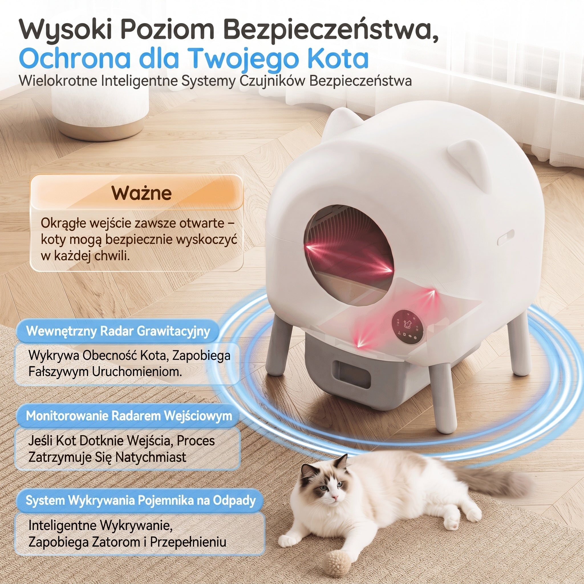 95L wielofunkcyjna automatyczna latarek do kotów z WiFi Biały Model Standard