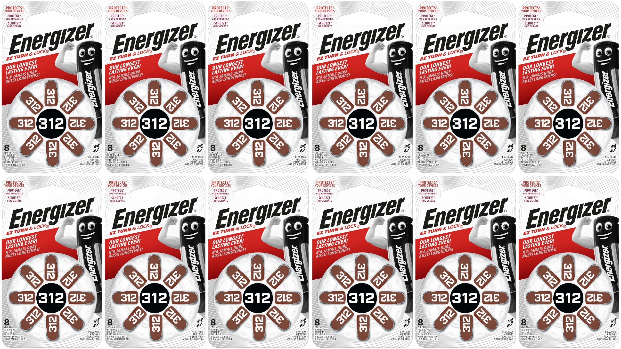 96x Battery ENERGIZER Hearing 312 PR41 Zinc 1,4V