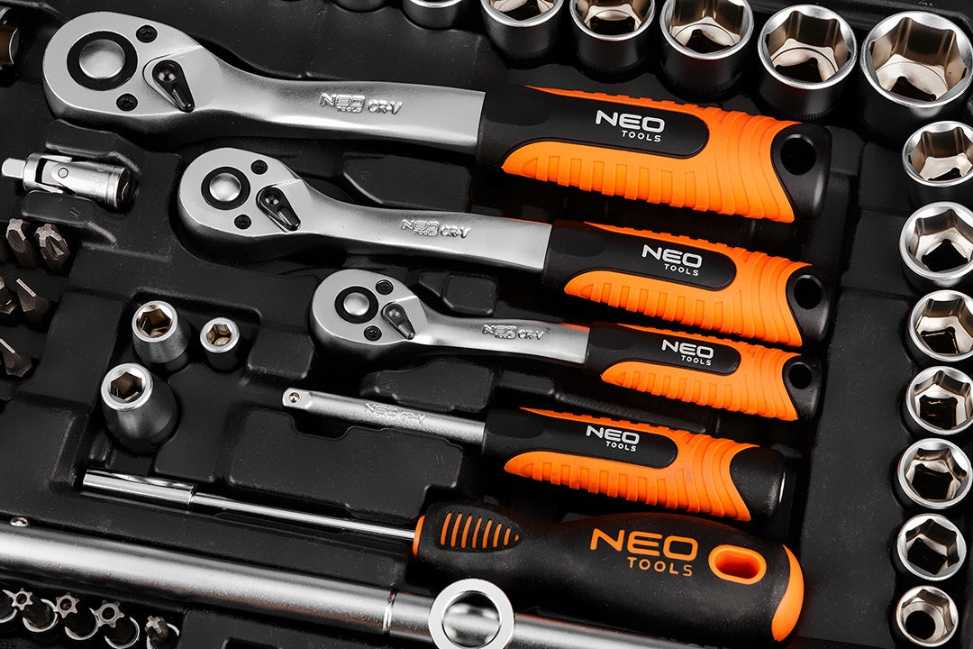 Raktų rinkinys NEO Tools, 220 vnt., 1/2", 3/8", 1/4", 10-220