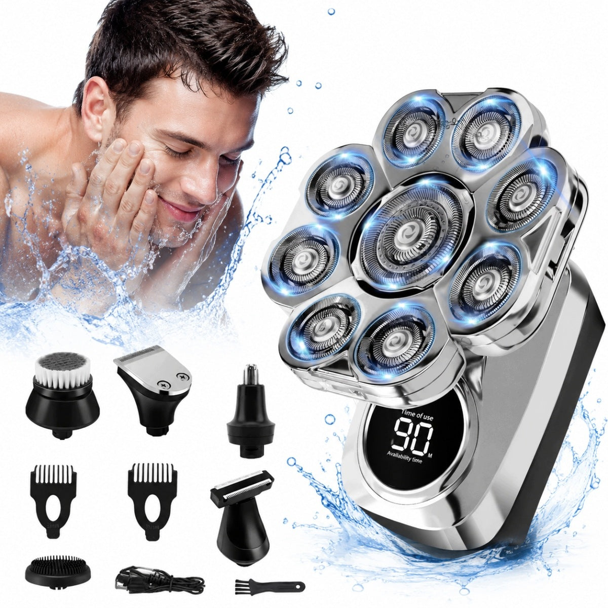 9D 6IN1 ELECTRIC SHAVER WITH USB AND LED CHARGING