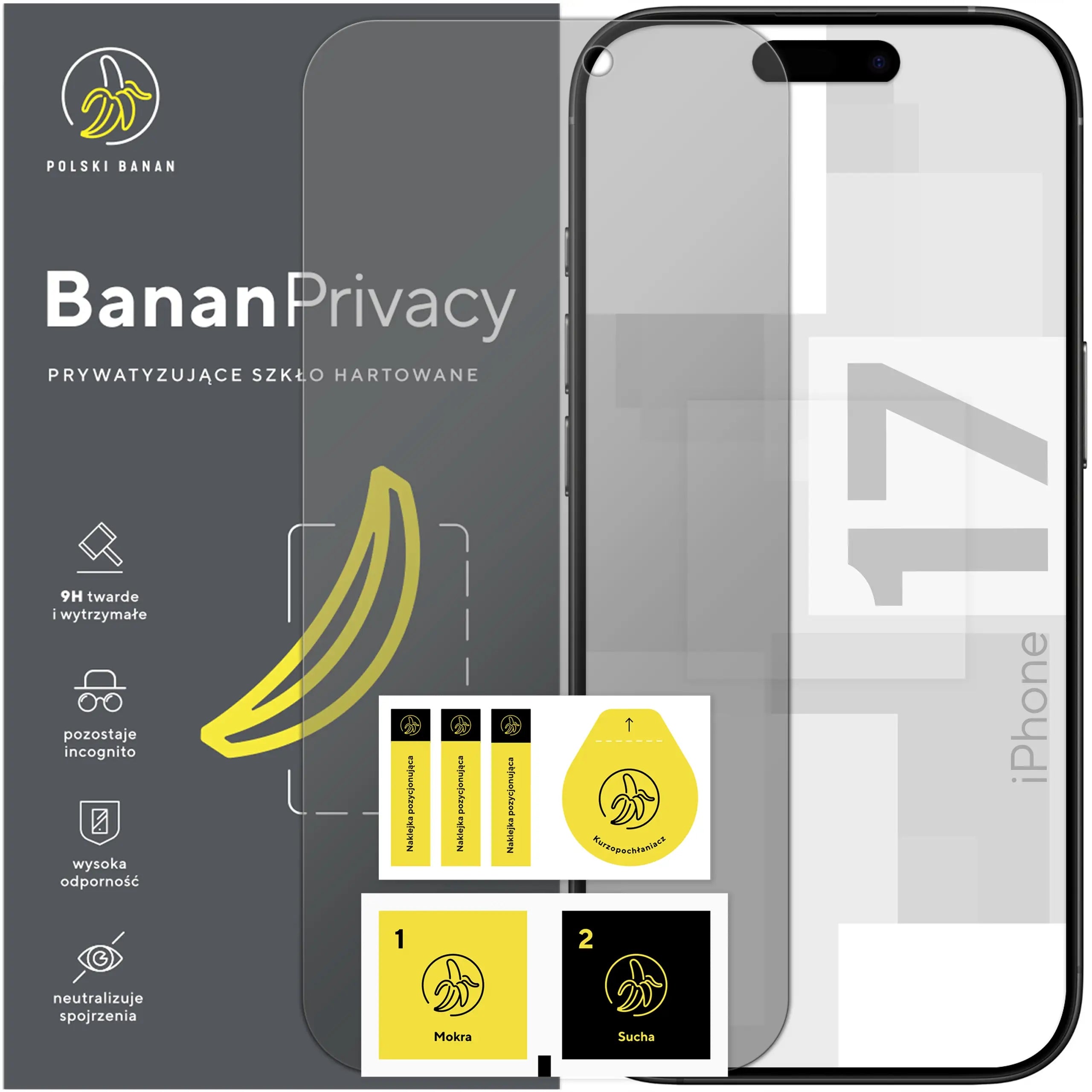 9H BananPrivacy Tempered Glass for Apple iPhone 17
