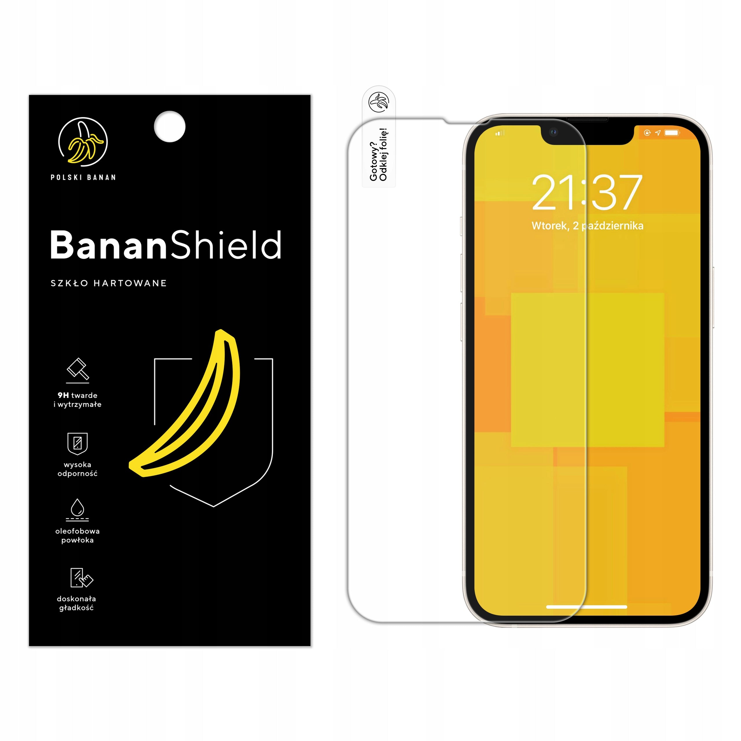 9H BananShield Tempered Glass for Apple iPhone 13 Packaging status original