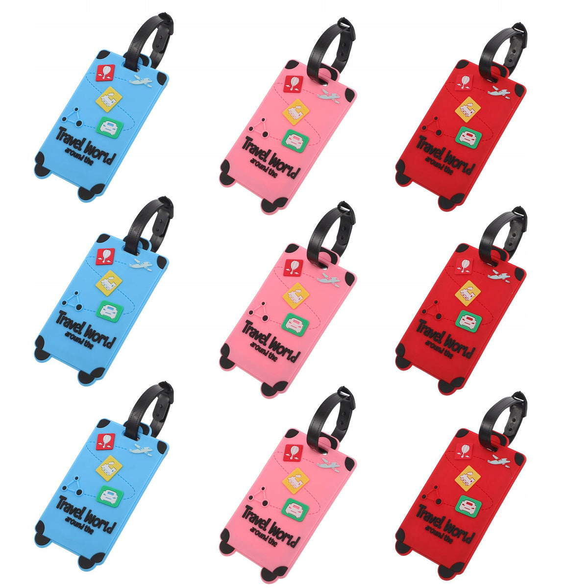 9Pcs Durable Multi-Color Suitcase Tags for Organized and Safe Travel
