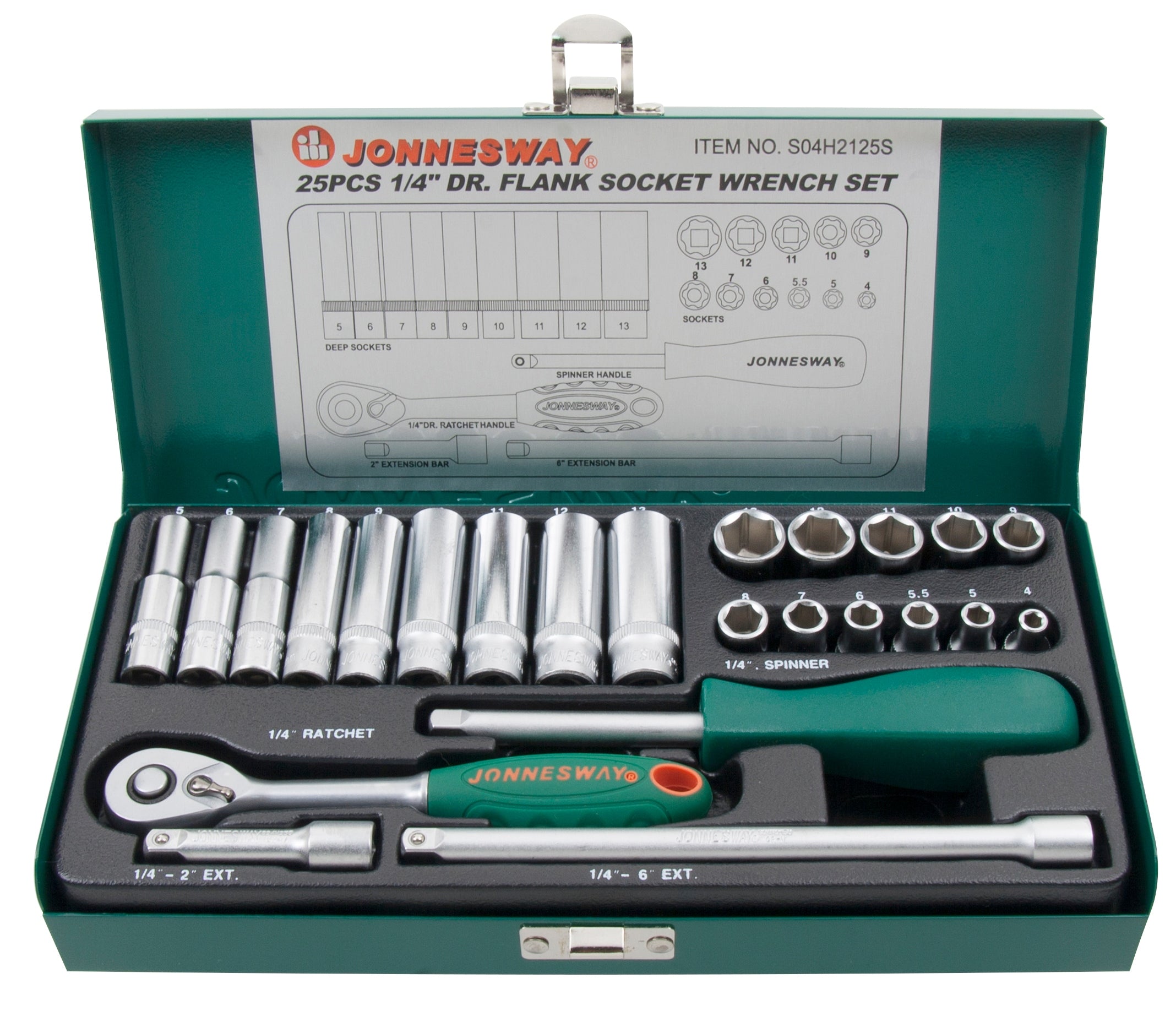 Įrankių rinkinys 25 vnt. 1/4'' Jonnesway S04H2125S