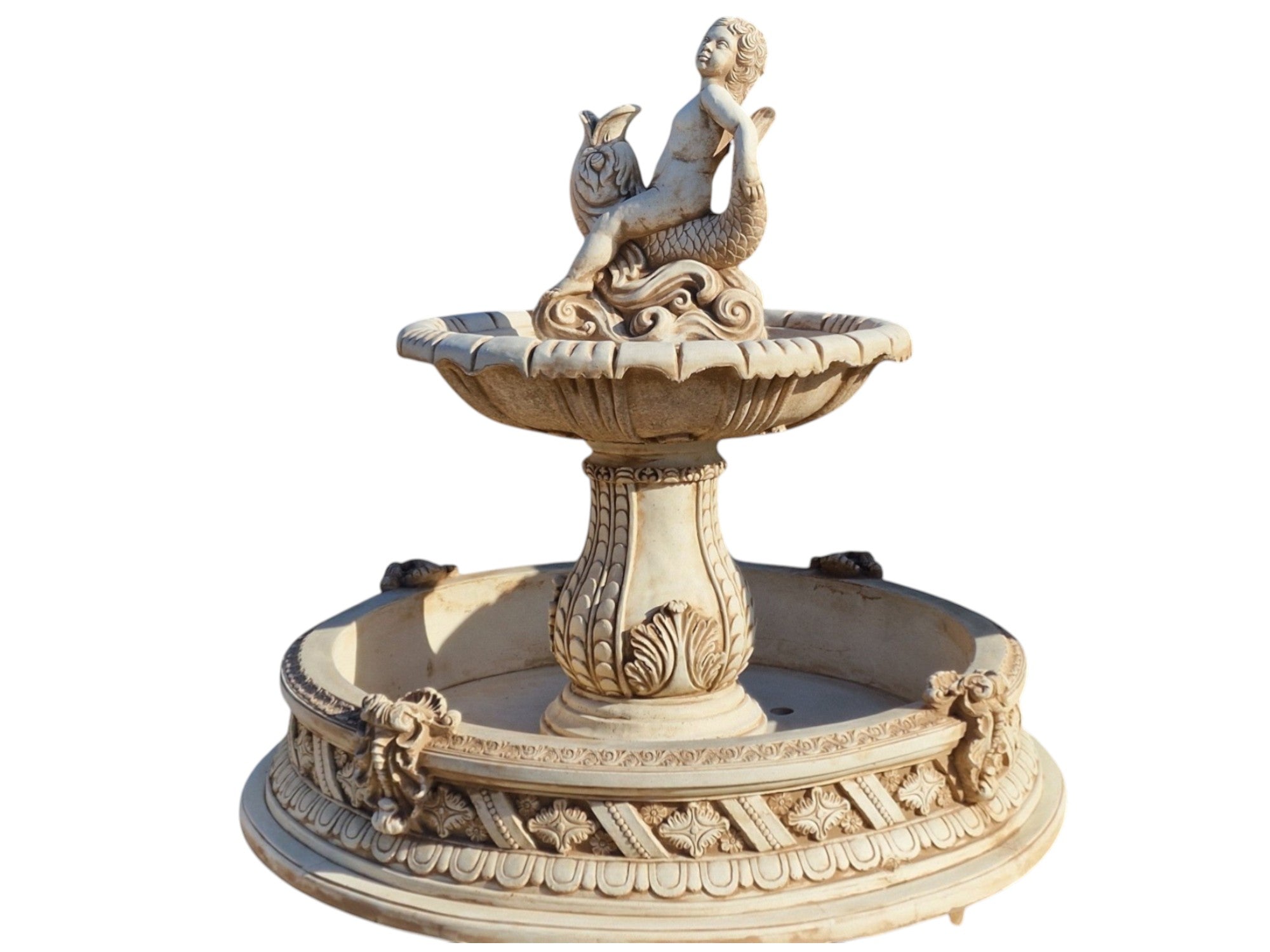 Alaska Fountain with Cupid Pool with BOTTOM 161cm, white cement figure Ag-Bet