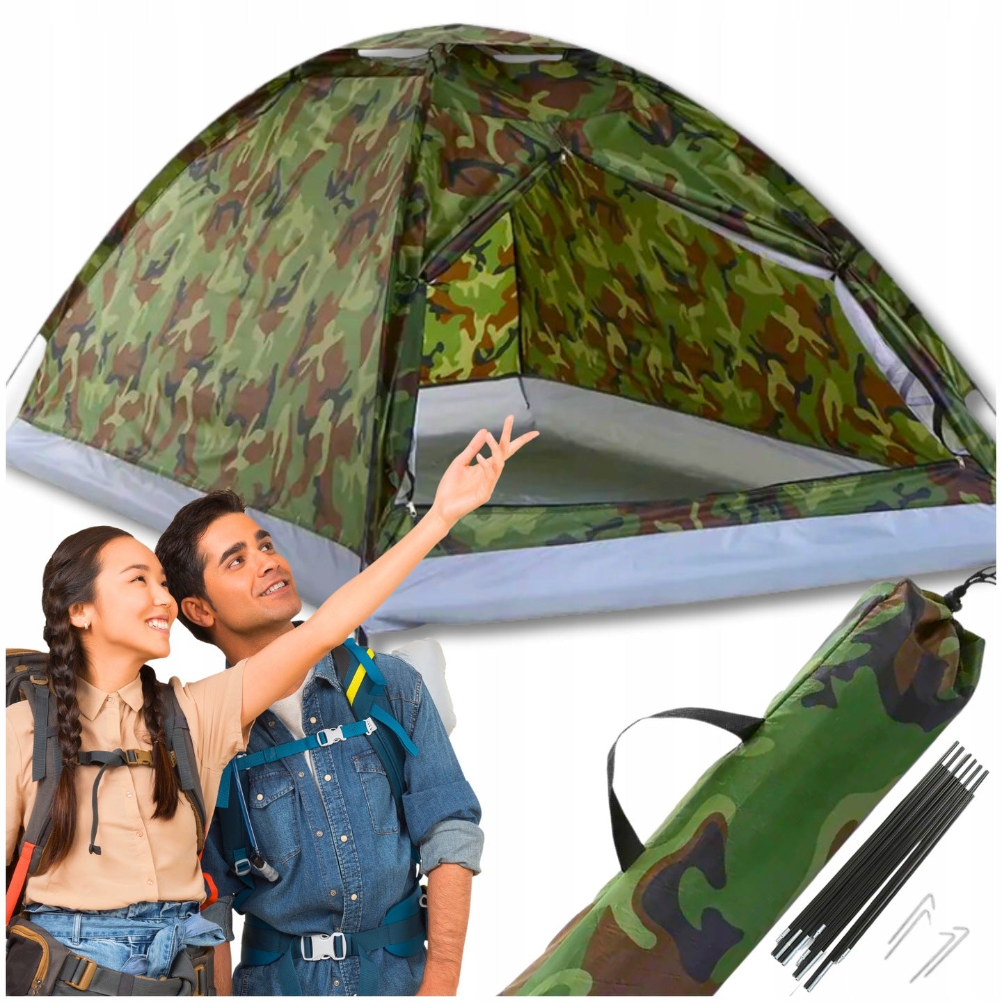 9in1 CAMPING HIKING TENT 3 SEATER MORO WATER RESISTANT MOSQUITO NET