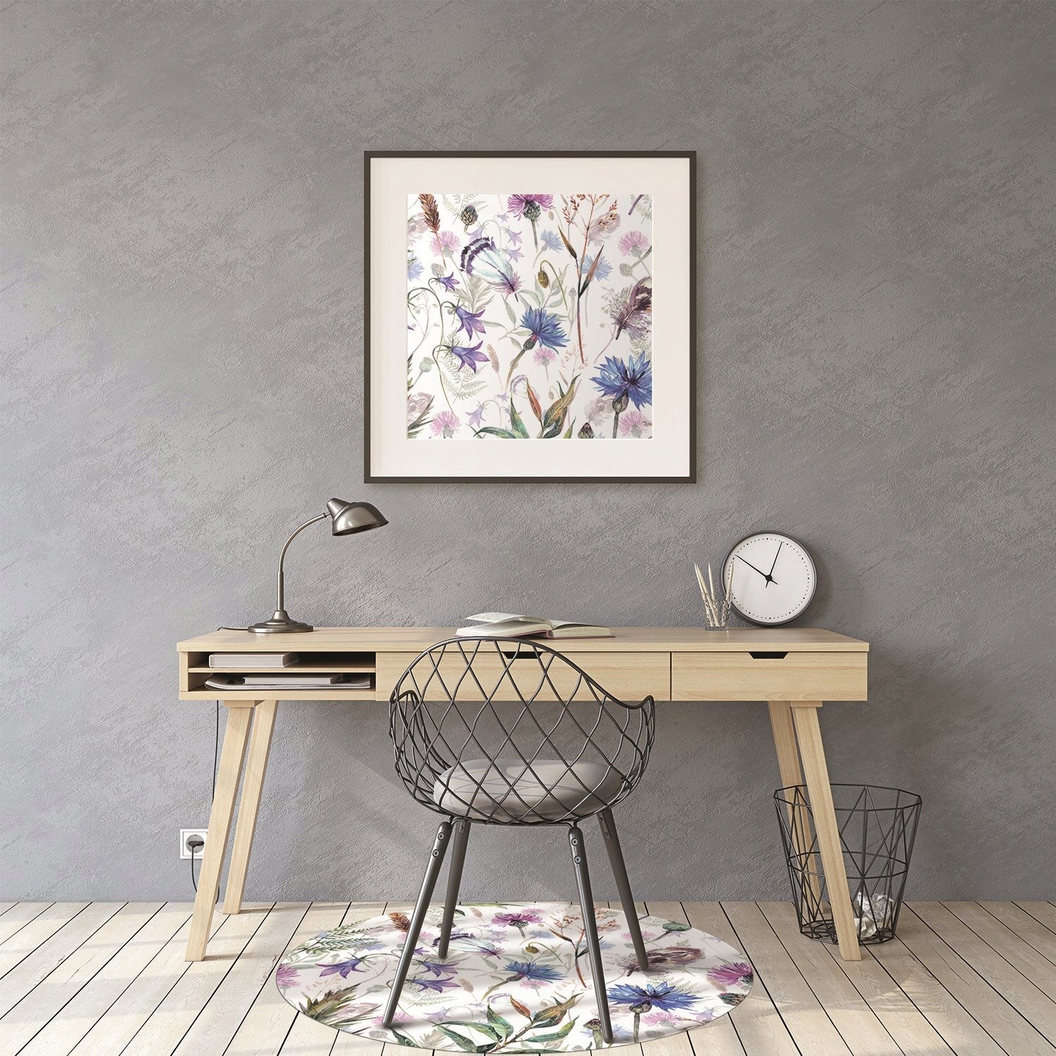 A mat protecting school panels. Wild flowers patterns Brand Decormat