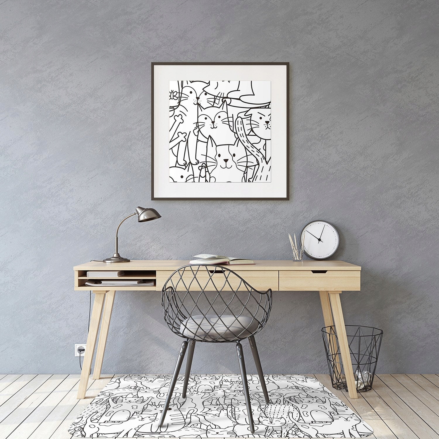 A pad under the chair Cats in the style of Doodle 120x90 Color other