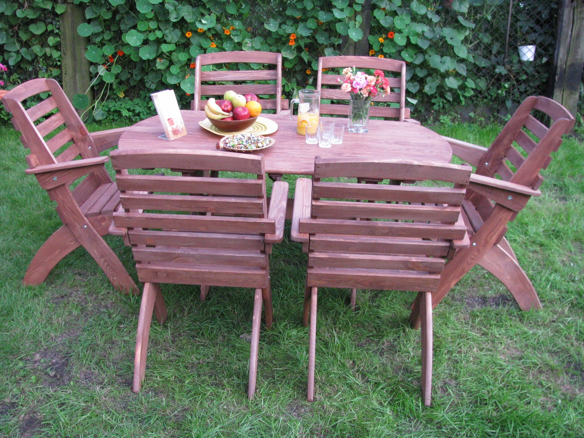 A set of foldable garden furniture, wooden terrace furniture, a set of furniture Number of items in the set 7