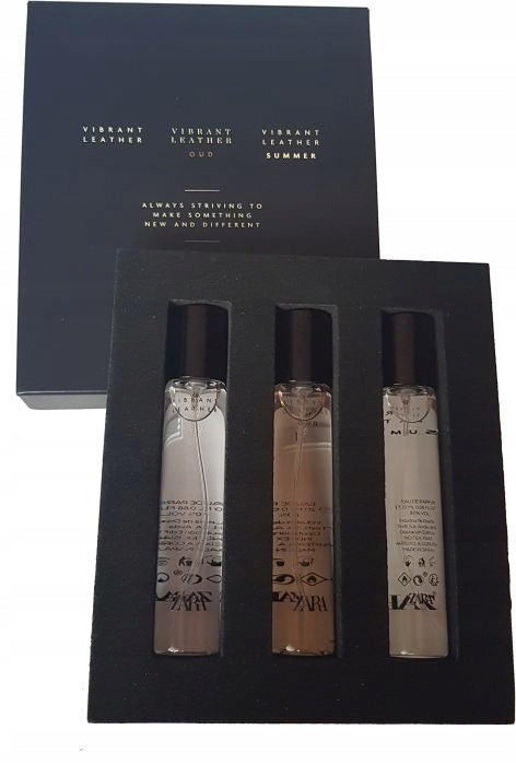 A13 MALE PERFUME ZARA VIBRANT LEATHER , OUD , LEATHER SUMMER , 3x20ml BOX