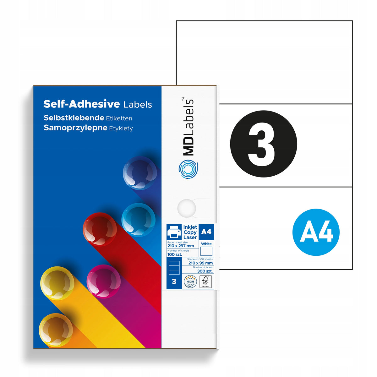 A4 210x99 100 Sheets 300 Labels
