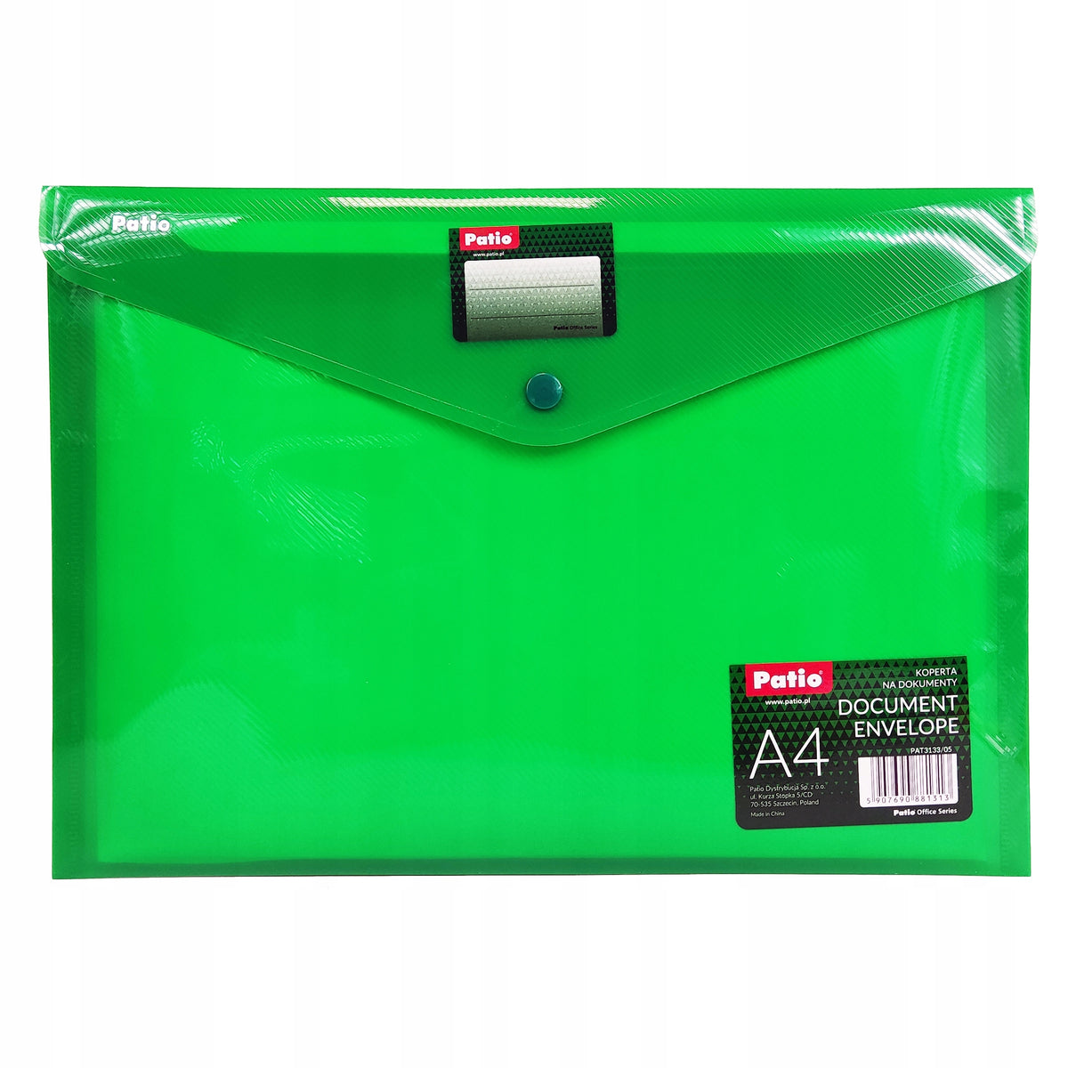A4 ENVELOPE WITH CLOSURE WITH GREEN IDENTIFIER