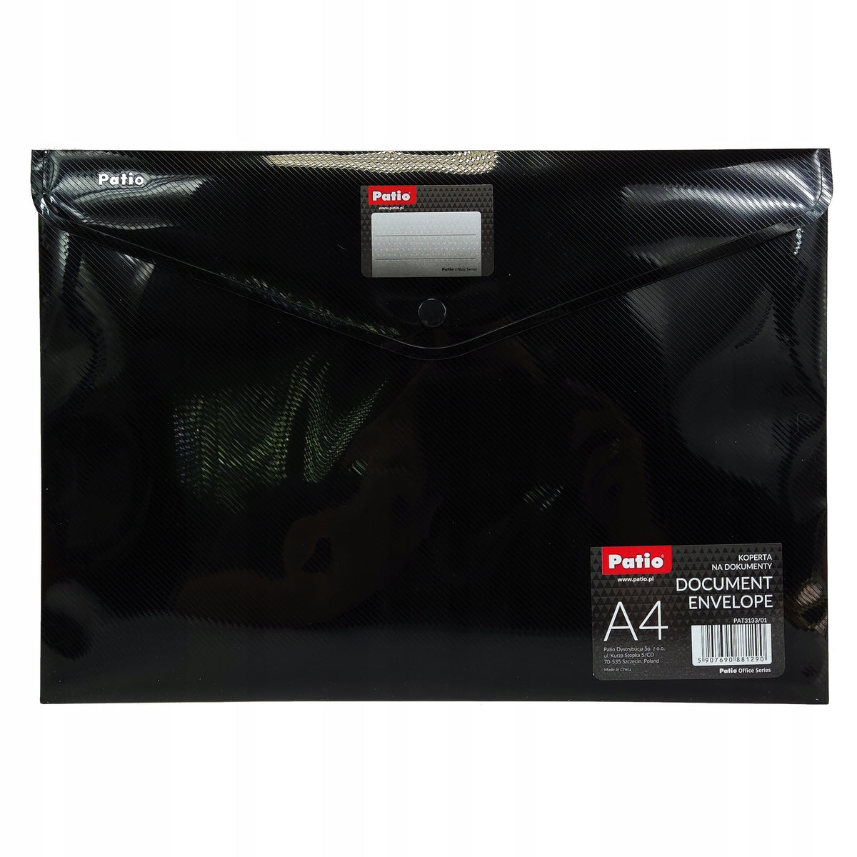 A4 ENVELOPE WITH CLOSURE WITH IDENTIFICATION, BLACK