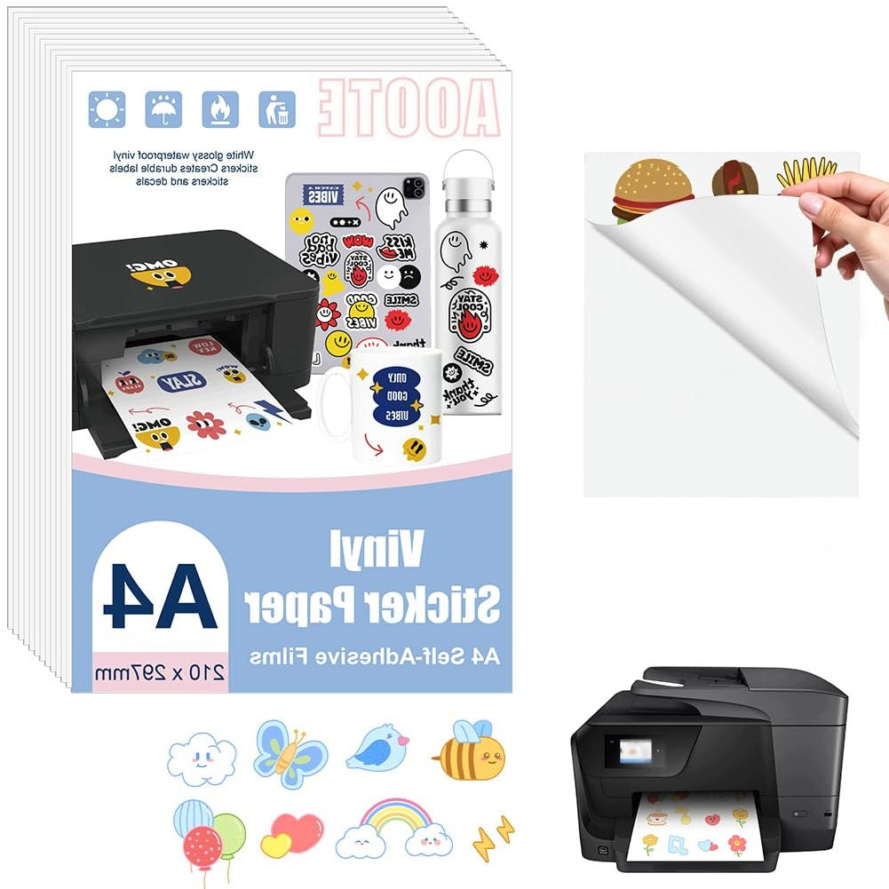A4 MATTE VINYL LABELS 12 SHEETS FOR INKJET PRINTER AND LASER