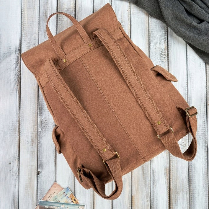 A4 Men's Brown School Laptop Backpack for Document Work Brand Paolo Peruzzi