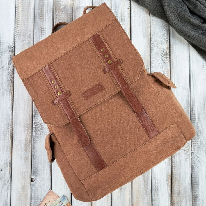 A4 Men's Brown School Laptop Backpack for Document Work Packaging status original
