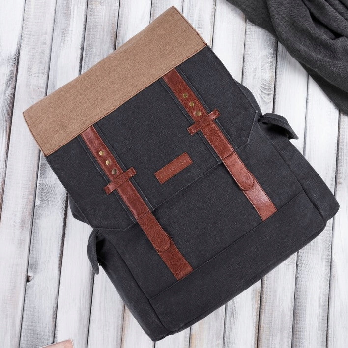 A4 Men's Vegan Leather Laptop Backpack for School and Work Brand Paolo Peruzzi