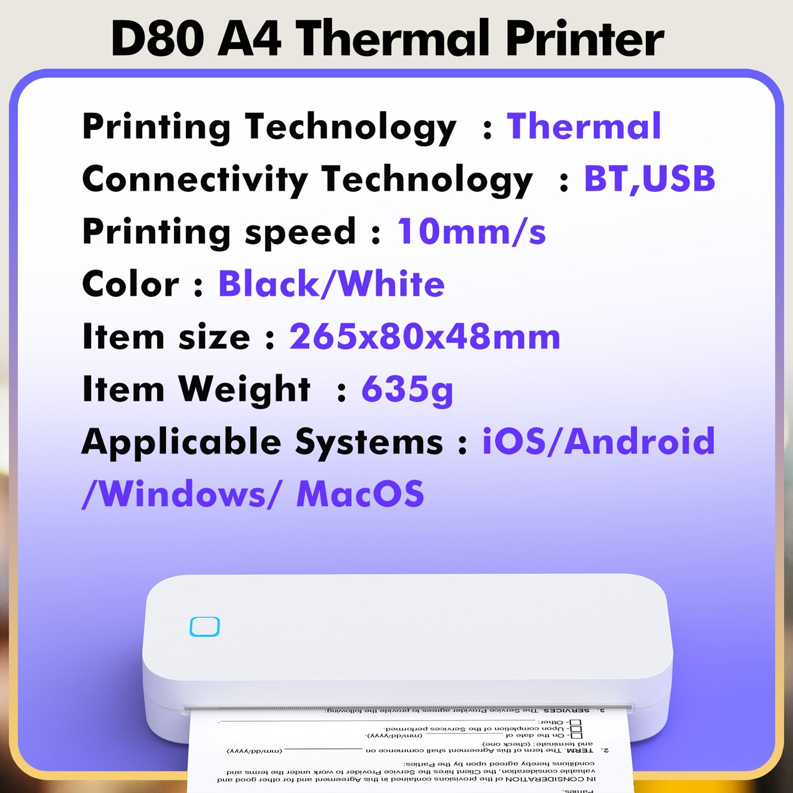 A4 Portable Thermal Printer TI Transfer Printer