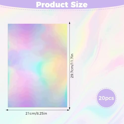 A4 SELF-ADHESIVE HOLOGRAPHIC PAPER FOR PRINTING 20 SHEETS OF DIY RAINBOW Manufacturer no brand
