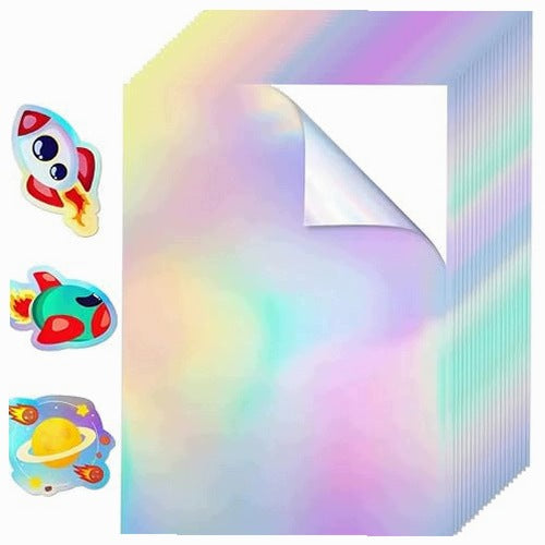 A4 SELF-ADHESIVE HOLOGRAPHIC PAPER FOR PRINTING 20 SHEETS OF DIY RAINBOW