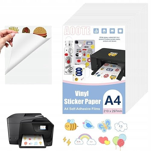 A4 STICKERS FOR PRINTING WATERPROOF VINYL SELF-ADHESIVE 12 SHEETS Manufacturer code Bez marki