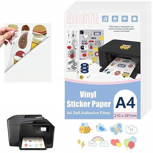 A4 STICKERS FOR PRINTING WATERPROOF VINYL SELF-ADHESIVE 12 SHEETS