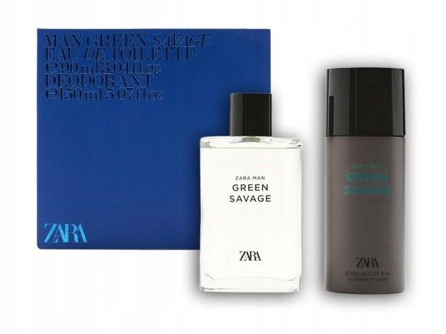 A701 ZARA MEN'S Perfume GREEN SAVAGE 90 ML + DEODORANT 150 ML